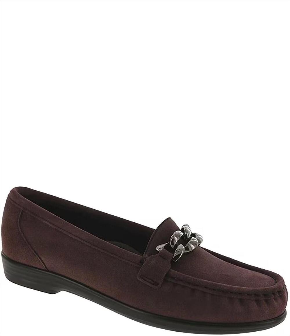 NEW SAS women's metro link suede bold link chain loafers in rhubarb